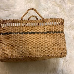 Large antique jute woven basket in excellent condition